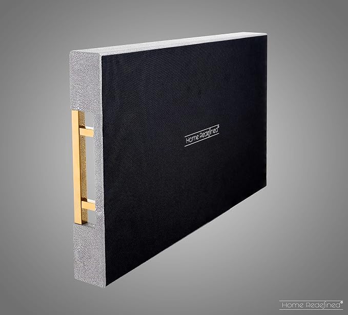Home Redefined Modern Elegant 17.5"x12" Rectangle Glossy Grey Shagreen Faux - Image 5