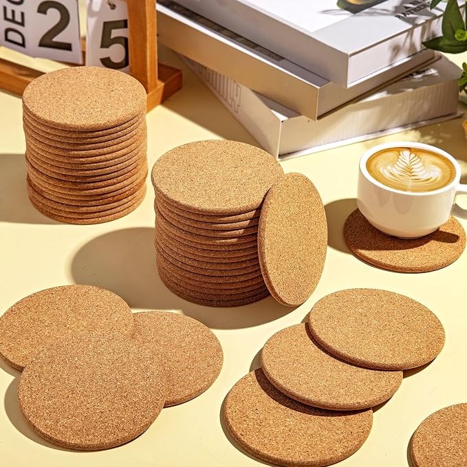 Cork Coasters Bulk for Drinks, 3.5 Inches Thick Absorbent Heat Resistant Drink - Image 6