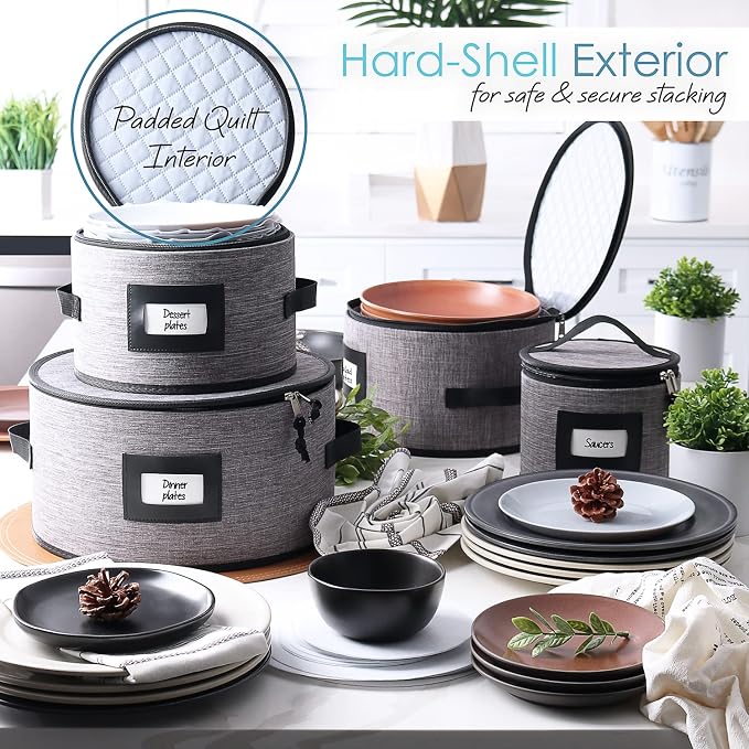 Hearth & Harbor Fine China Storage Containers, 6 Piece Dish Storage Containers - Image 6