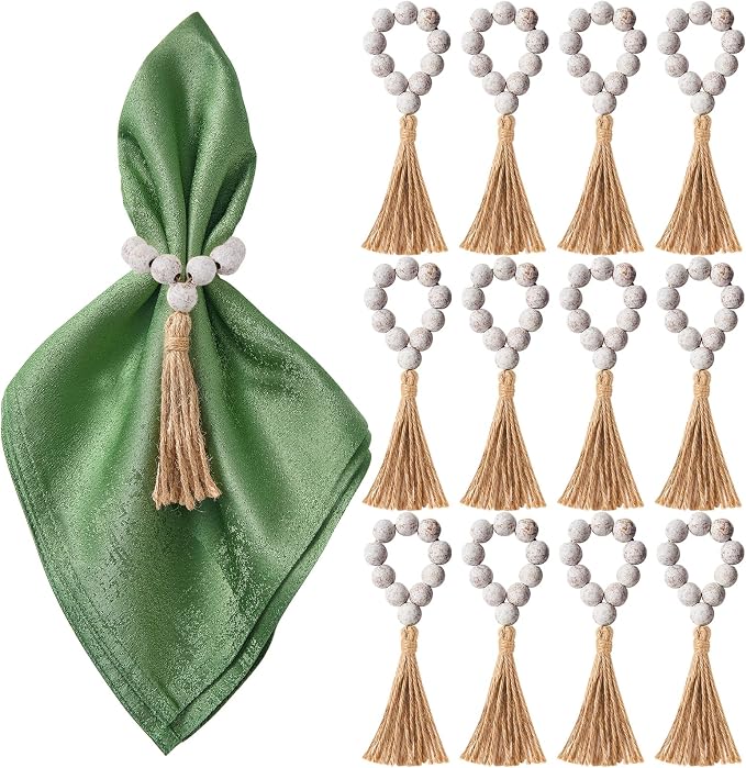 APTWOW Napkin Rings Set of 12, Wooden Napkin Rings by APTWOW