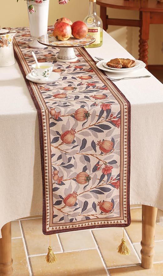 Patdrea Designer French Vintage Linen Table Runner, Floral Pattern, - Image 7