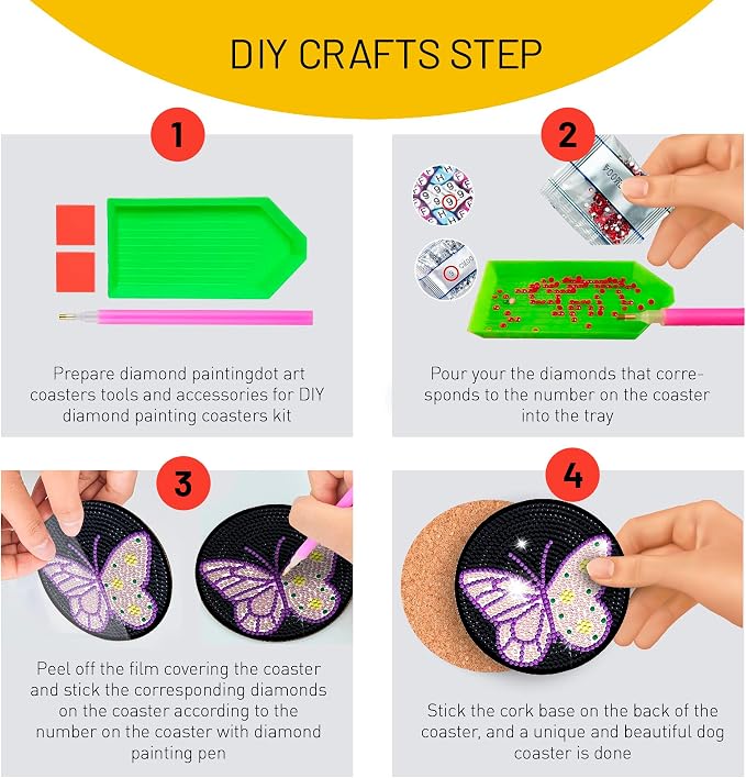 6 Pcs Butterfly Shaped Diamond Painting Kits, Diamond Painting Kits - Image 4