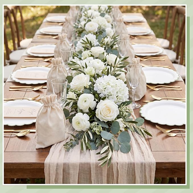 NatNarr 30 Pk Sage Green Plates 7" Scalloped Green White Dessert Cake Plate | - Image 7