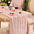 6 Pack Dusty Pink Cheesecloth Table Runners Boho Gauze Home Decor | 120Inch by Playieer