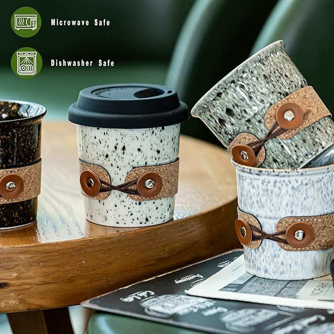 To Go Coffee Mug Porcelain, Travel Coffee Tumbler, Spill Proof | 8.5oz Ceramic - Image 6