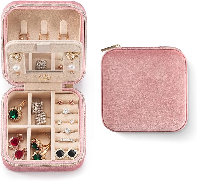 ZPROW Plush Velvet Travel Jewelry Case, Travel Jewelry Organizer, Jewelry by ZPROW