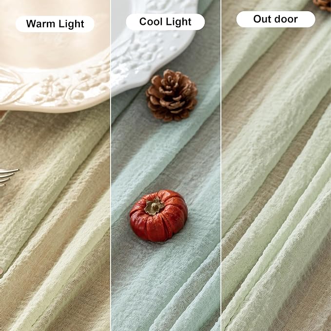 Sage Green Cheesecloth Table Runner 120 Inches - Image 9
