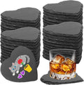 48 PCS Slate Drink Coasters Bulk, 4 Inch Black Slate Stone Coasters by DASSNANE