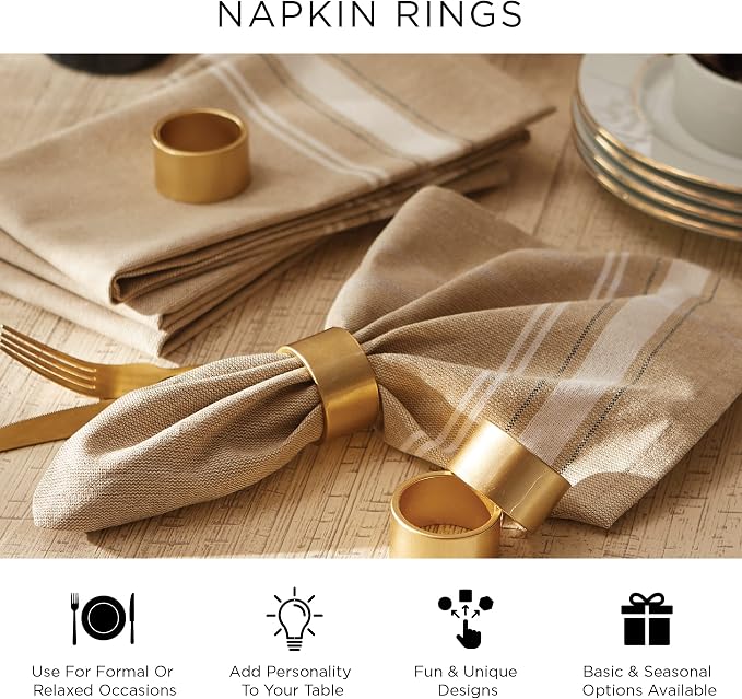 DII Decorative Assorted Silver Napkin Ring Set, One Size - Image 9