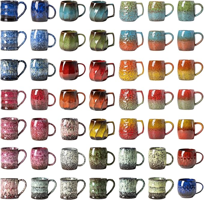 18oz Unique Kiln-Change Ceramic Coffee Mug, Handcrafted Hammered Texture - Image 2