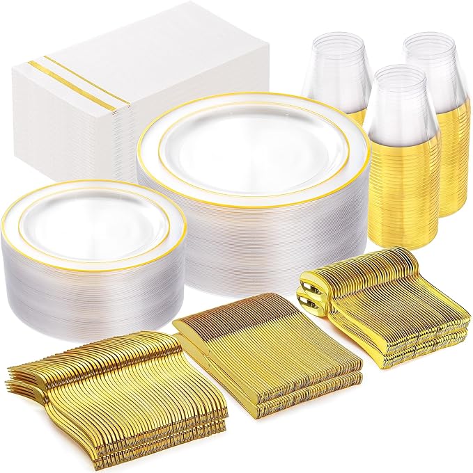 GATHER 350PCS Clear Plastic Plates by Gather