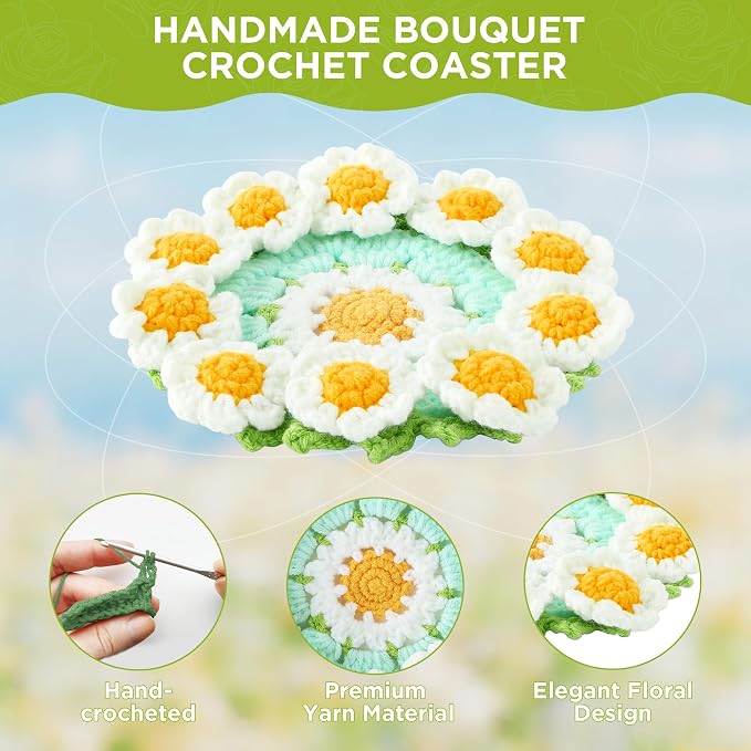 Crochet Flower Coasters, Handmade Bouquet Coasters - Image 4