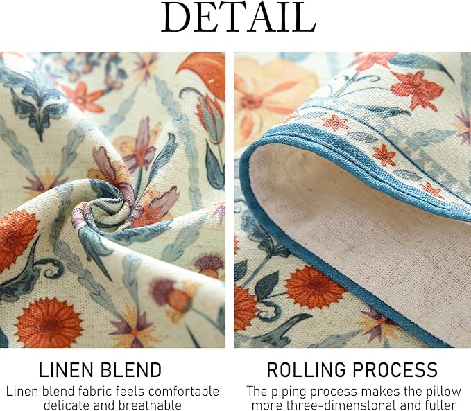 Designer French Linen Extra Long Table Runner, Colorful Floral Pattern - Image 5