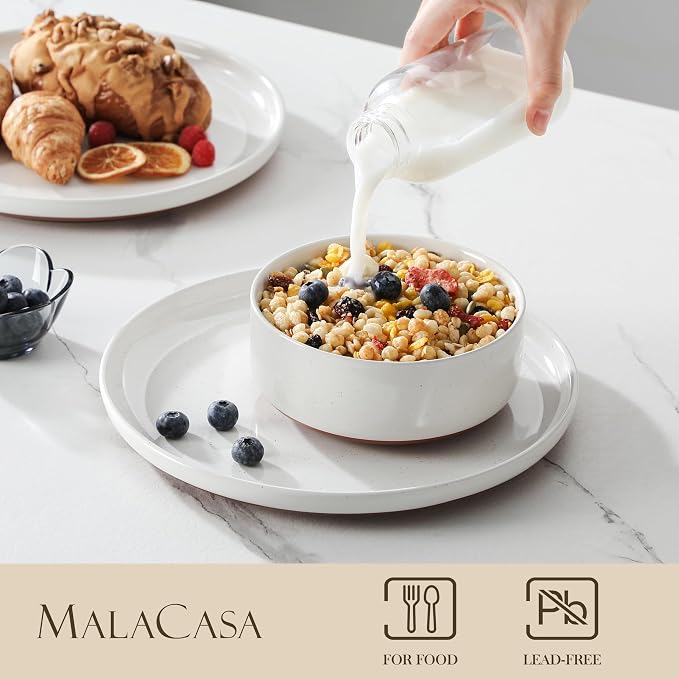 MALACASA Plates and Bowls Sets, 18 Pieces Modern Ceramic Dinnerware Set - Image 3
