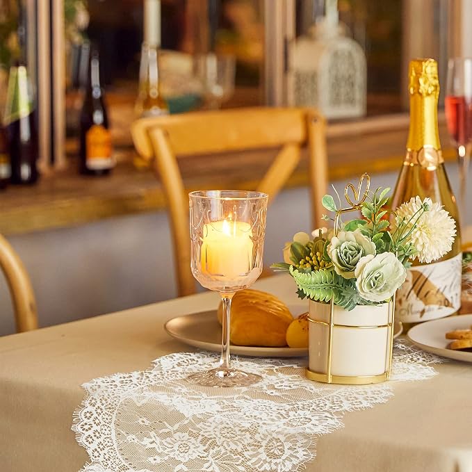 2 Pcs White Lace Table Runner 14 x 120 Inch Vintage Table Runner - Image 3