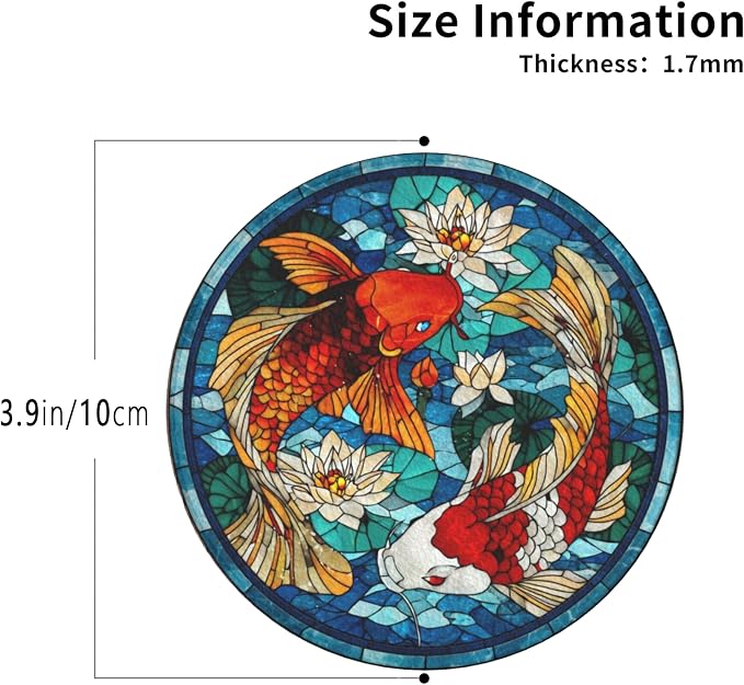 Fish Coasters Leather Round Drink Coasters 6 Pcs Set - Image 3