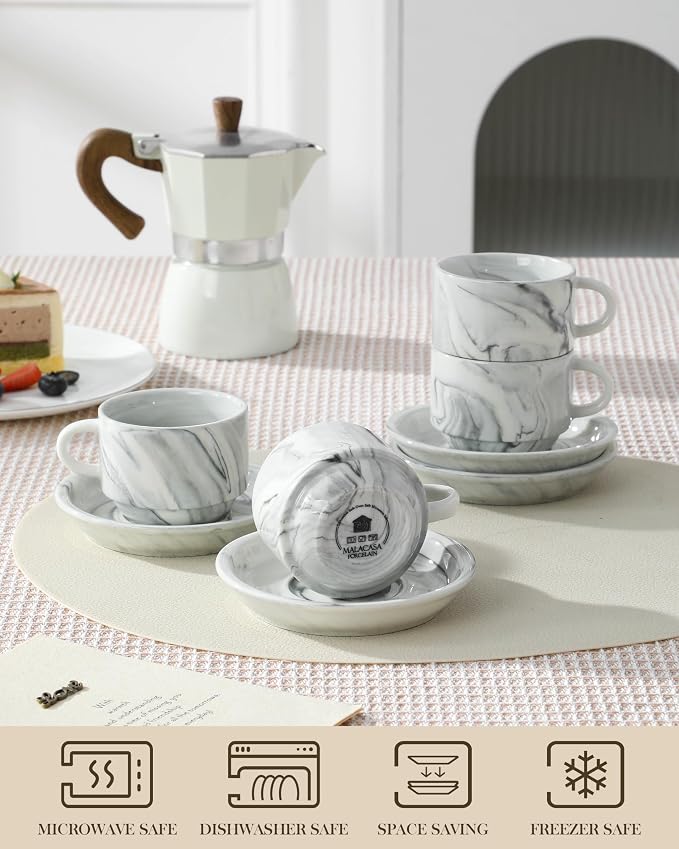 MALACASA 4 OZ Porcelain Espresso Cups - Image 4
