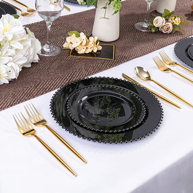 U-QE 60PCS Black Plastic Plates - Image 3