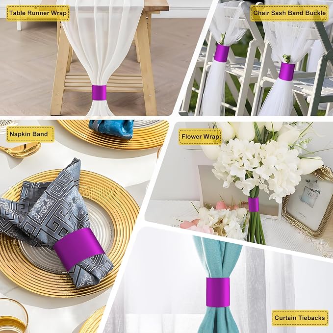 Holiday Parties Napkin Rings Set of 200, 2 Colors in 1, Reusable Adjustable - Image 2
