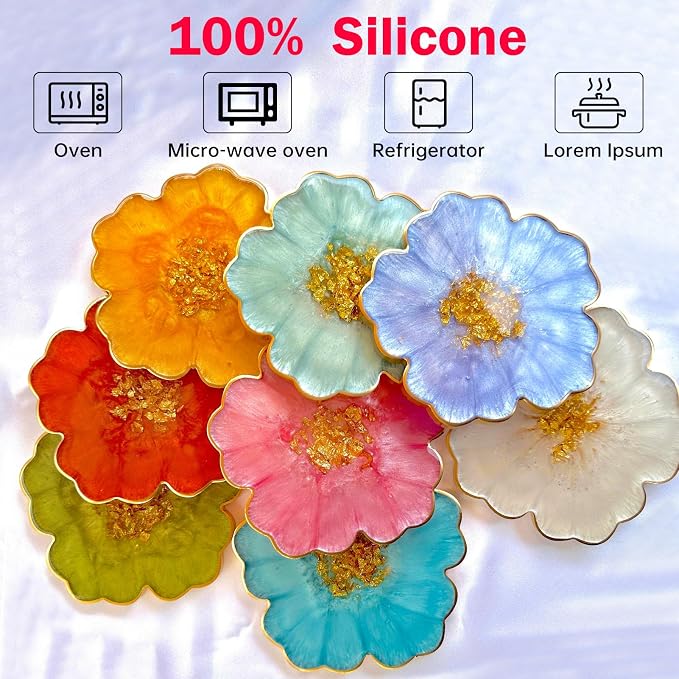 4 Pcs 3.34" Flower Agate Silicone Coaster Molds - Image 5