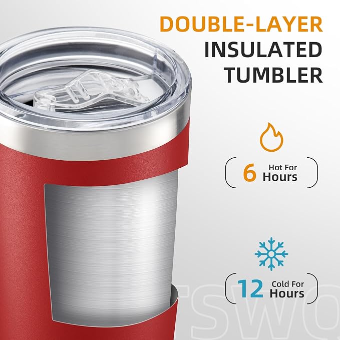 20oz Tumbler Bulk with Lid Stainless Steel Tumblers, 6 Pack | Leak Proof Lid - Image 2