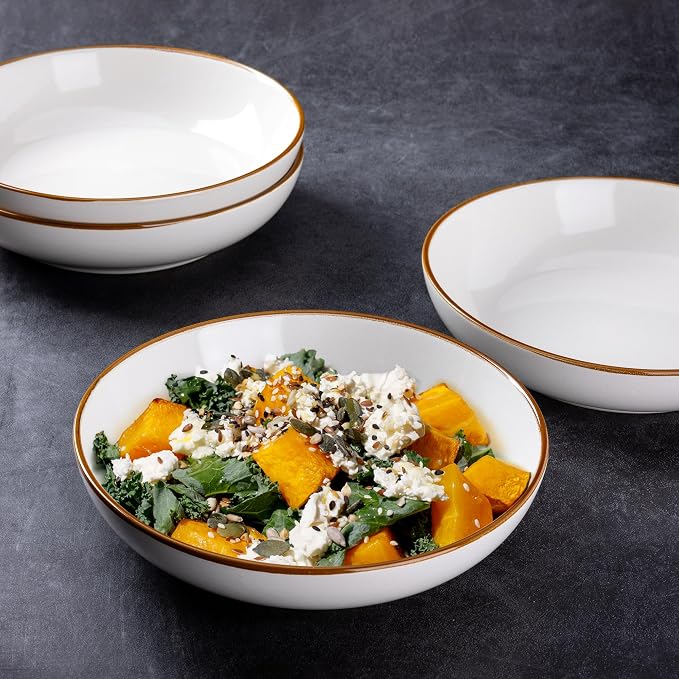 AmorArc 8.5’’ Ceramic Pasta Bowls Set of 6, 36oz Large Stoneware Bowls Set | - Image 5