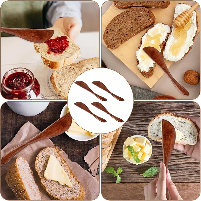 Molain 6Pcs Wooden Butter Knife, 5.9 Inch Jelly Cheese Spreaders Jam Sandwich - Image 6
