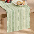 Artoid Mode Sage Green Farmhouse Stripe Braided Table Runner 12x120 Inch | by ArtoidMode