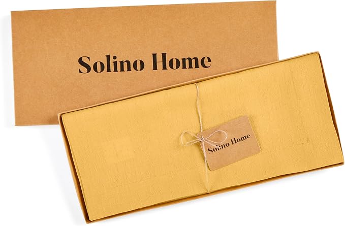 Solino Home 100% Pure Linen Table Runner Mustard Yellow, Fete 14 x 60 in | - Image 6