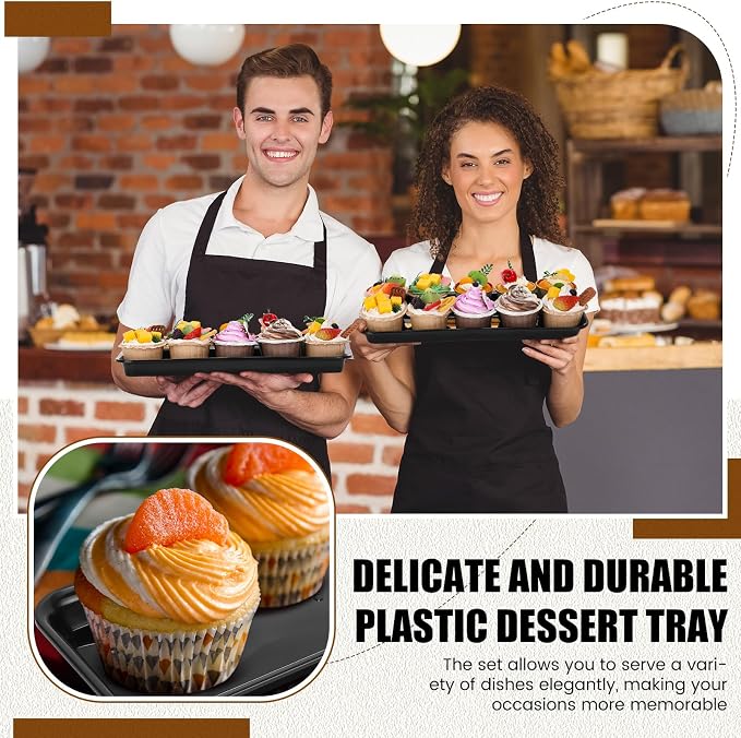 20 Pcs Serving Platters 14 x 6 Inch Rectangle Serving Trays Reusable Food Tray - Image 4
