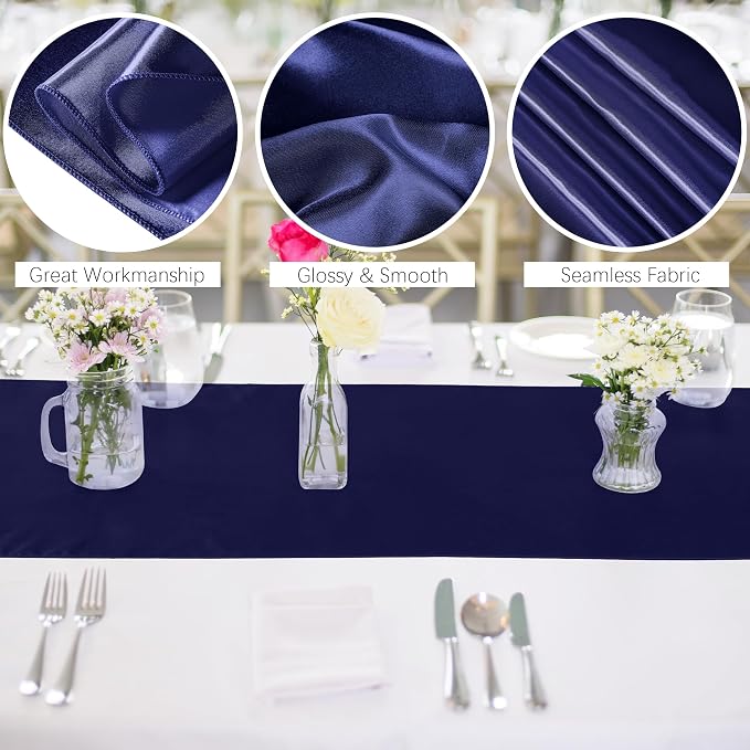 ANECO 4 Pack Satin Table Runner 12 x 108 Inch Long Bright Silk and Smooth - Image 3