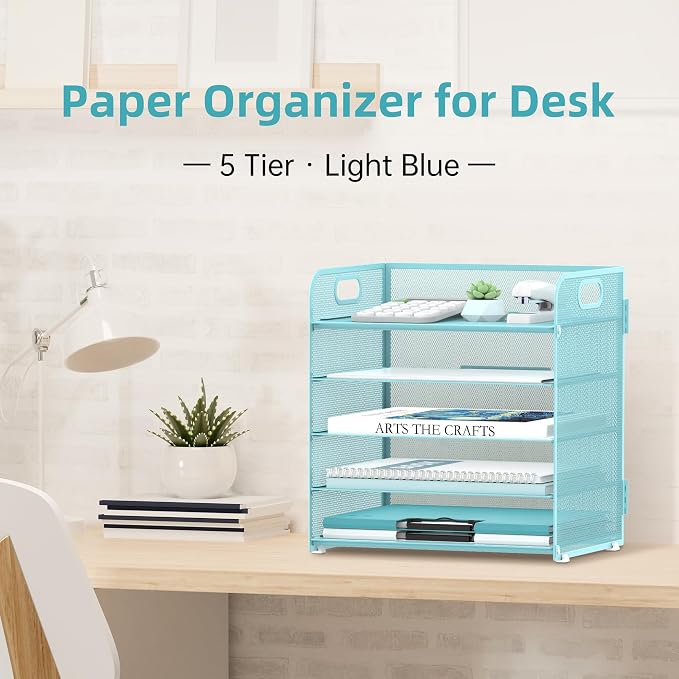 5 Trays Paper Organizer Letter Tray - Image 2