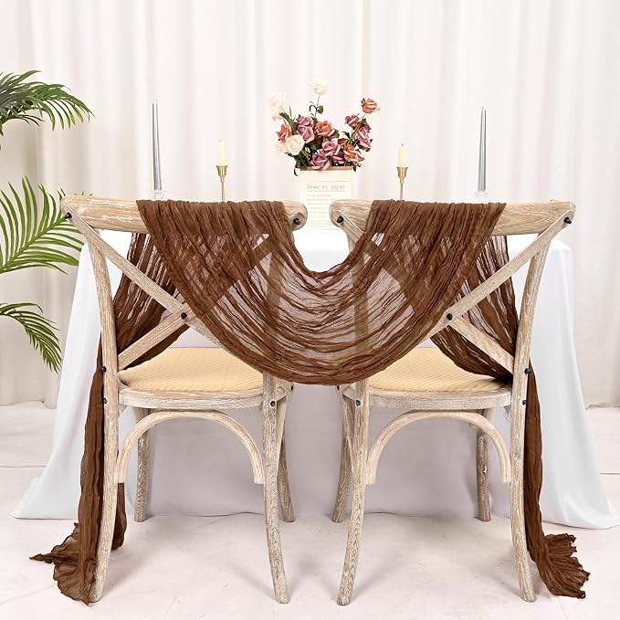10 Pack Brown Cheesecloth Table Runner 17x108 Inch Boho Gauze Cheese Cloth - Image 7