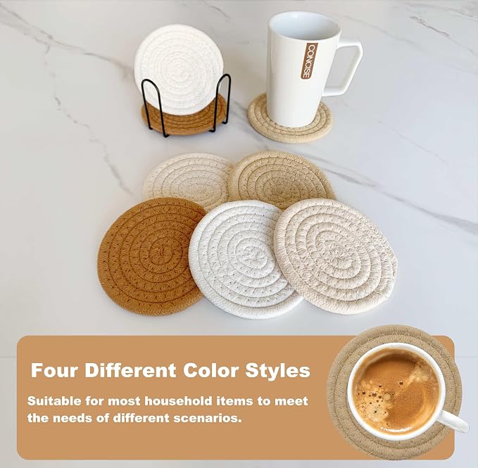 8 Pcs Drink Coasters with Holder, Coasters - Image 5