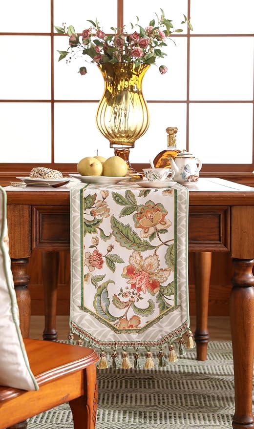 Patdrea Designer Elegant French Velvet Table Runner, Colorful Floral Print - Image 8