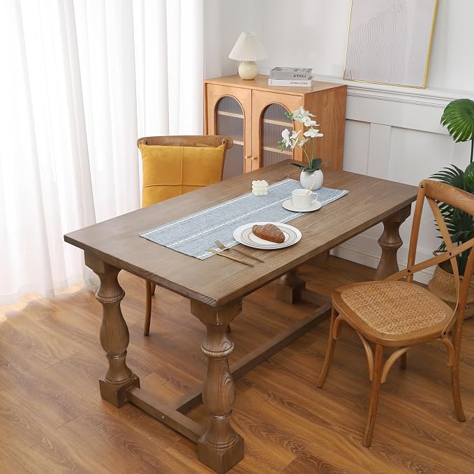 Gernaice Boho Table Runner, Rustic Cotton Linen Farmhouse Table Runners - Image 2