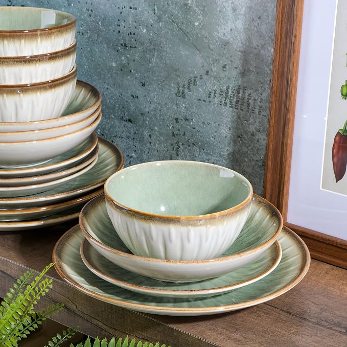 Gibson Elite Mayfair Bay 16-Piece Embossed Double Bowl Dinnerware Set, Service - Image 6