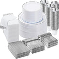 BESTVIP 700 PCS Disposable Silver Plates and Silverware Set by Bestvip