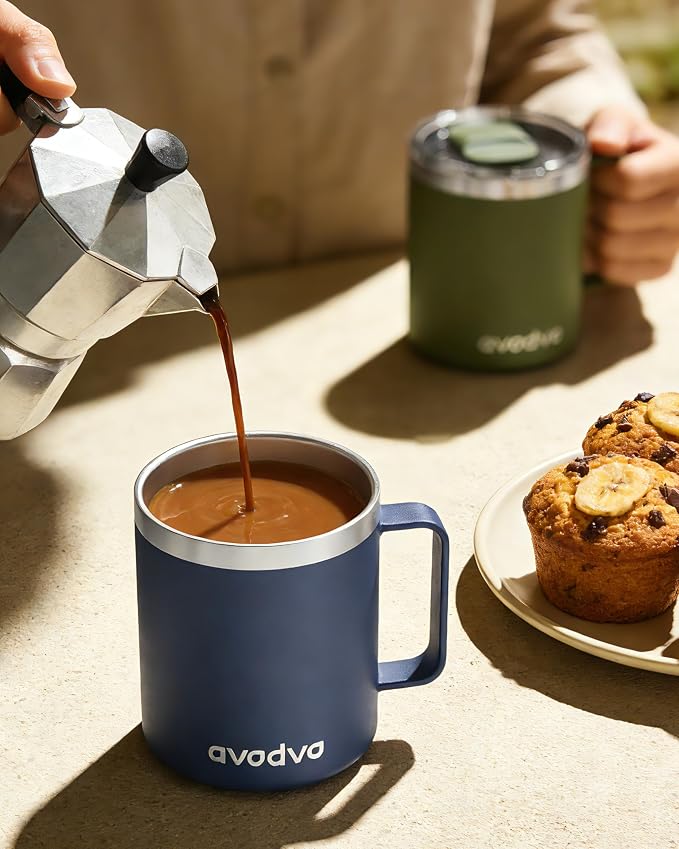 12oz Insulated Coffee Mug with Lid – Includes Two Lids, Stainless Steel Coffee - Image 7
