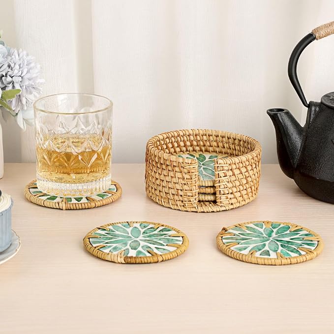 Boho Coastal Coasters Set of 6, Handmade Coasters - Image 2