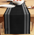 Encasa XO Table Runner, Yarn Dyed Ribbed Cotton 13"x72" | Ladder Black by EncasaXO