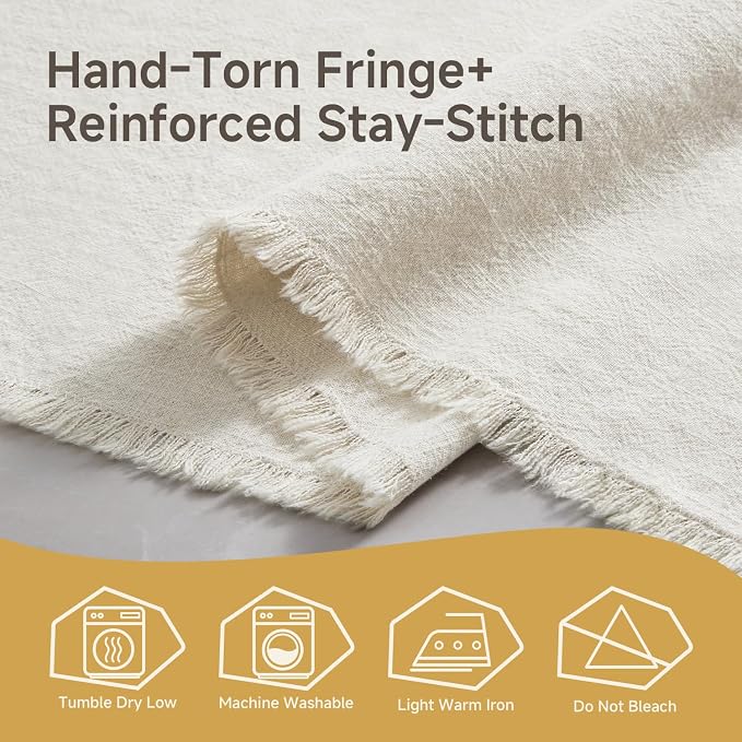 14 x 108 Inches Frayed Edge Table Runner, 270G Heavyweight Sand Washed Slub - Image 7