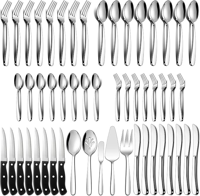 LIANYU 53-Piece Heavy Duty Silverware Set by LIANYU