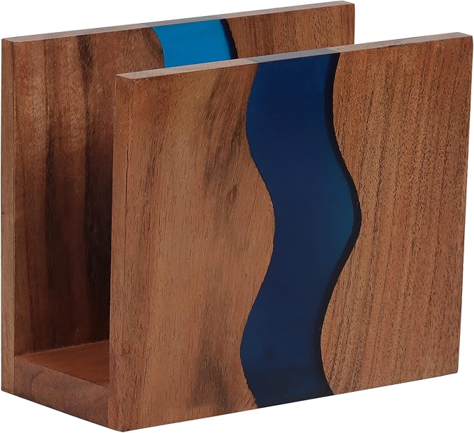 Acacia wood & Transparent Epoxy resin Napkin holder by LAVAUK