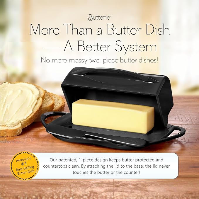 Flip Top Butter Dish with Attached Lid & Matching Knife, 2 Pack - Image 2