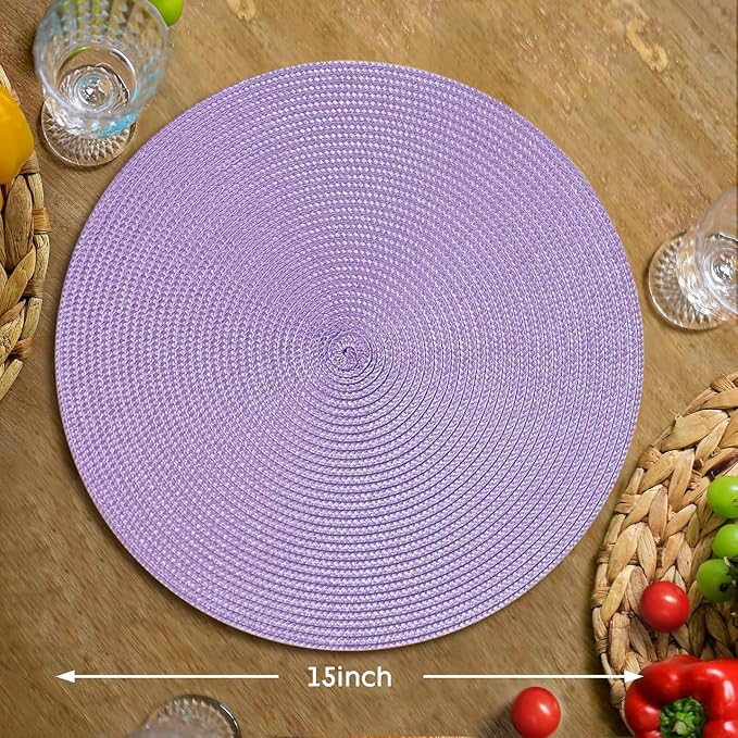 FunWheat Round Braided Placemats Set of 4 Table Mats - Image 2