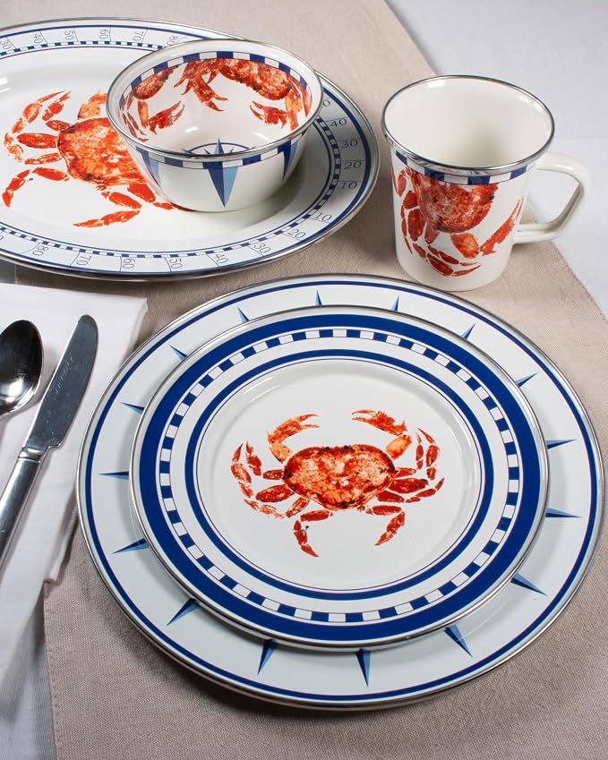 Golden Rabbit Enamelware Oval Platter, 12 x 16in, Crab House | 12 x 16in - Image 3