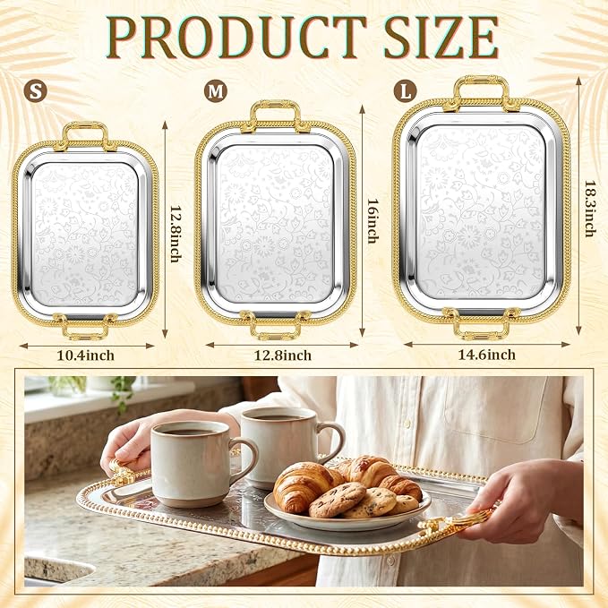 3 Pack Metal Serving Trays - Image 3