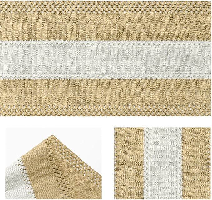 Artoid Mode Burlap Brown Farmhouse Woven Table Runner 12x108 Inch | Seasonal - Image 6