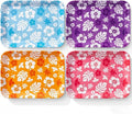 4 Pieces Tropical Serving Trays Hibiscus Floral Melamine Platters Reusable by Tiangrid